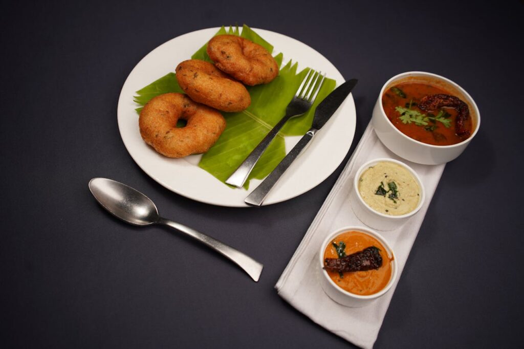 Sauces and Meal on Plate